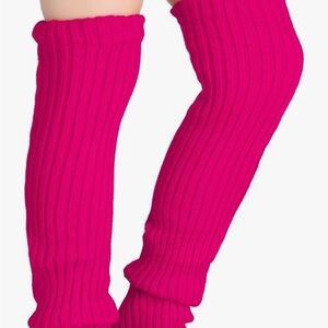 Bright Pink Ribbed Leg Warmers 80’s Fun